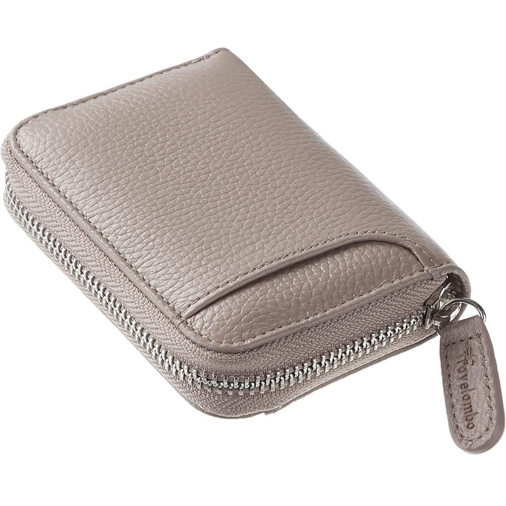 Genuine Leather Coin Case Small Wallet YKK Zipper (Mocha Beige) NEW!